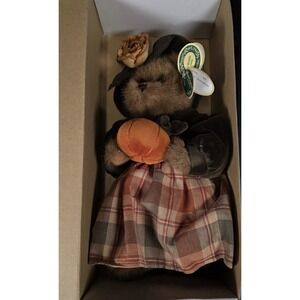 The Bearington Collection Autumn Harvester Teddy Bear Pumpkin Fall Decor